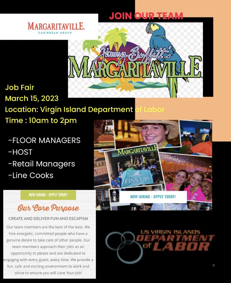 Margaritaville Job Fair Virgin Islands Department of Labor